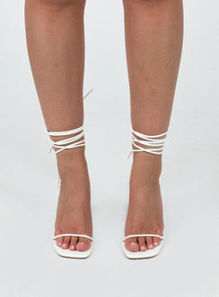 Heels Squared toe Single thin strap upper Ankle wrap fastening Shaved block heel