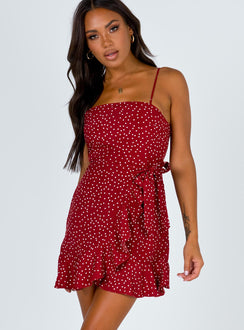 product Princess Polly Square Neck  Caesura Mini Dress Wine