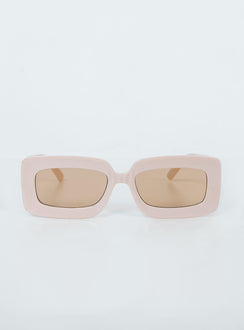 Sunglasses Princess Polly Exclusive 70% PC  30% AC UV 400 Rectangle frame  Beige tinted lenses  Moulded nose bridge 