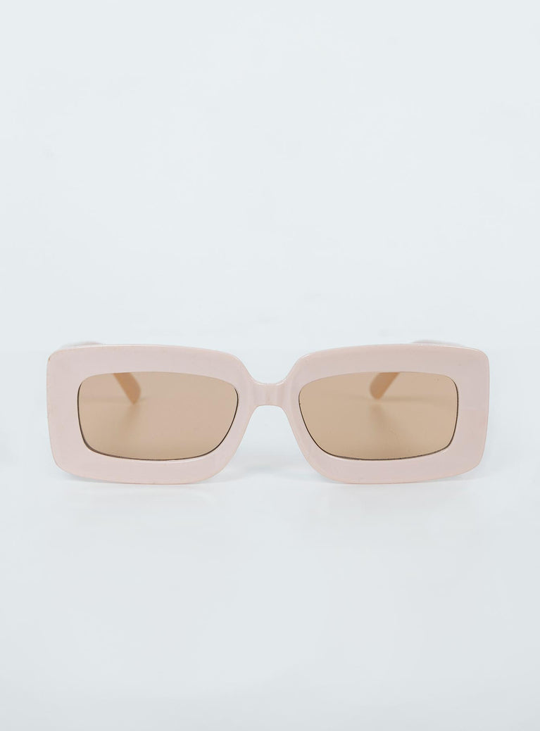 Sunglasses Princess Polly Exclusive 70% PC  30% AC UV 400 Rectangle frame  Beige tinted lenses  Moulded nose bridge 