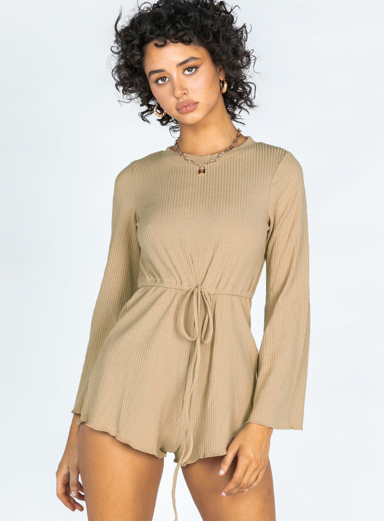 Aiken Long Sleeve Beige Romper