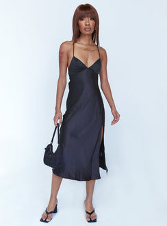 front view of model wearing Princess Polly Gigi Midi Dress Black 