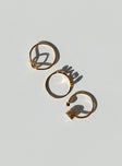 Ring pack Princess Polly Exclusive 80% Brass 20% Zircon Pack of three Thin bands  Diamante detail 