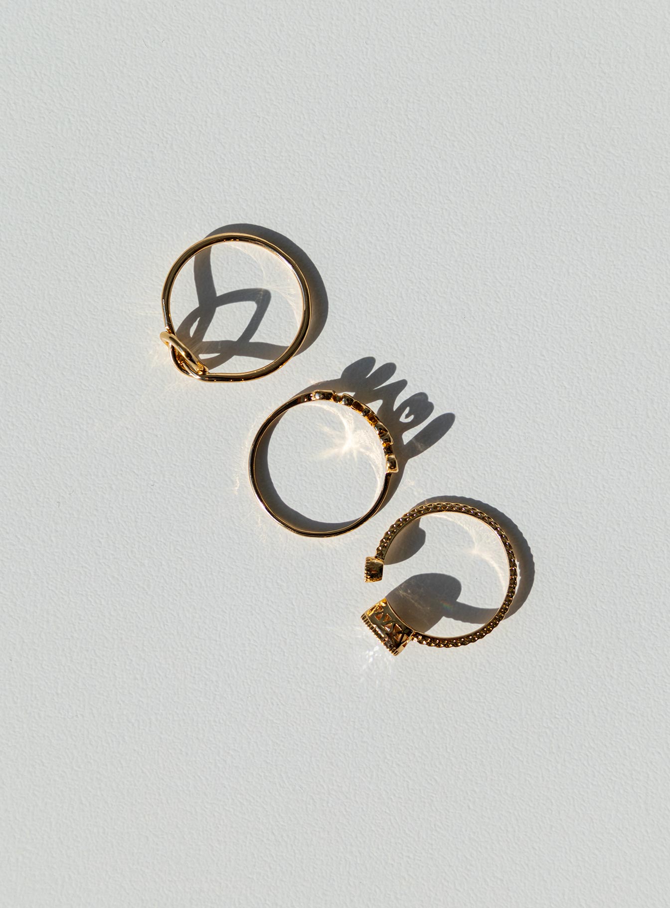 Ring pack Princess Polly Exclusive 80% Brass 20% Zircon Pack of three Thin bands  Diamante detail 