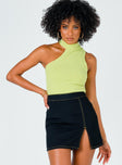   front view of model wearing Princess Polly The Lola Mini Skirt Contrast Stitching Black 