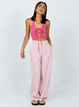 front view of model wearing Princess Polly Archer Pants Pink 