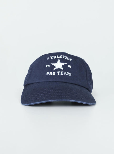 Blue dad cap White graphic print 