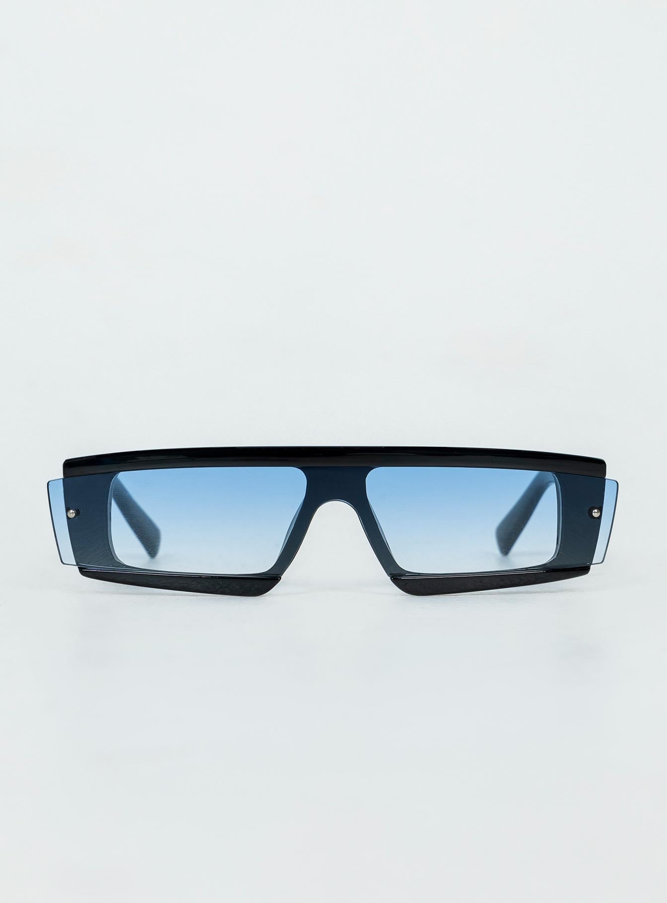 Sunglasses Rectangle frame  Blue tinted lenses  Moulded nose bridge 