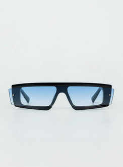 Sunglasses Rectangle frame  Blue tinted lenses  Moulded nose bridge 