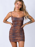 product Princess Polly High Neck  Harlan Mini Dress Brown Eco