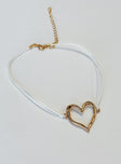 Necklace Choker style Gold toned Heart pendant Lobster clasp fastening