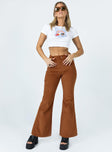 front view of model wearing Princess Polly Nadia Pants Brown 