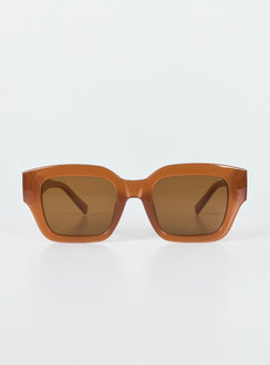 Brown sunglasses Oversized frame  Brown tinted lenses Moulded nose bridge  