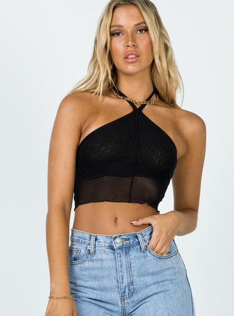 front view of model wearing Princess Polly Katie Top Black 