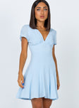 front view of model wearing Princess Polly The Sting Mini Dress Baby Blue 