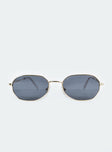 Sunglasses black lenses gold metal frame Silicone nose pads Black tinted lenses Lightweight