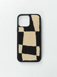 iPhone case Faux fur material Check print Rubber edges