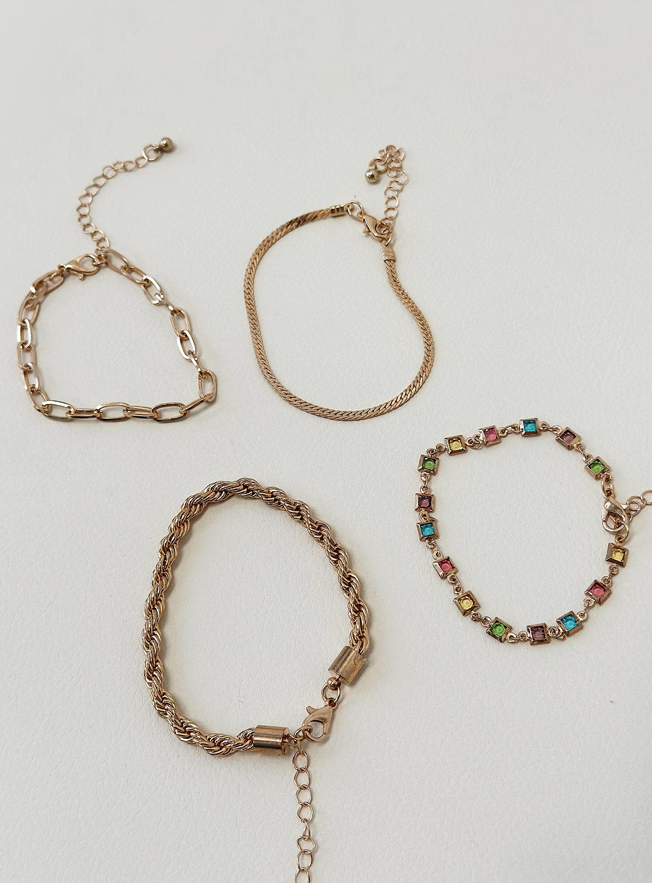 Bracelet pack Gold toned  Gemstone detail Lobster clasp fastening