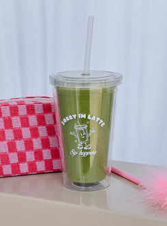 Coffee tumblr Clear plastic design Graphic print Straw included