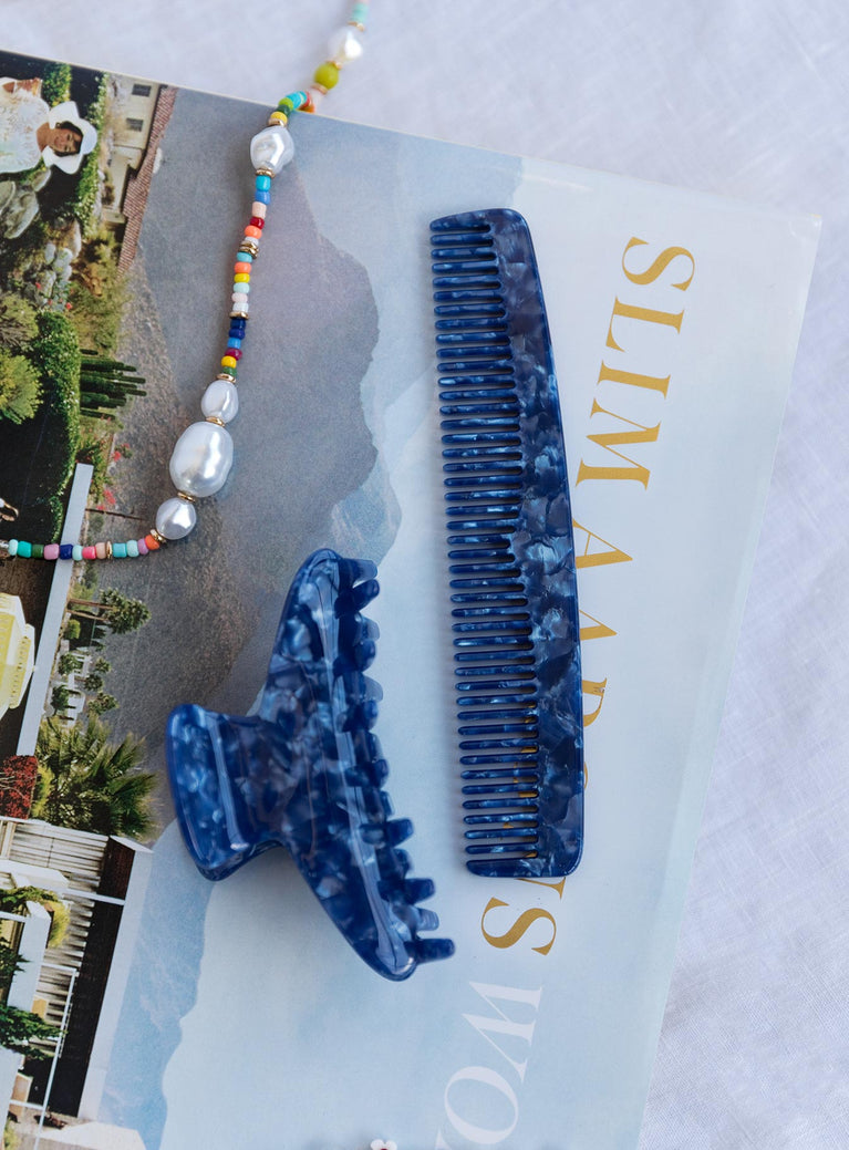 Get Ready With Me Hair Clip and Comb Set Blue