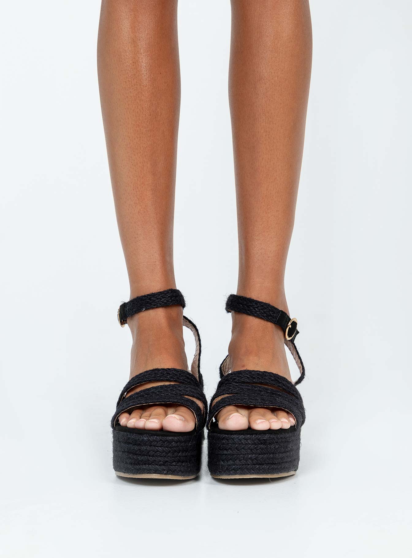 Tavo Espadrille Platform Sandals Black