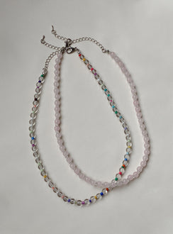 Necklace Two chains. these can be worn separately Beaded design Lobster clasp fastening Silver-toned 