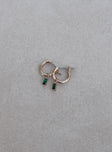 Hoops Drop charm Green gem Latch fastening Gold-toned hardware