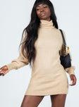 product Princess Polly High Neck  Zahara Sweater Mini Dress Beige