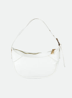 Shoulder bag Faux croc leather Adjustable shoulder strap Gold-toned hardware Zip fastening Flat base