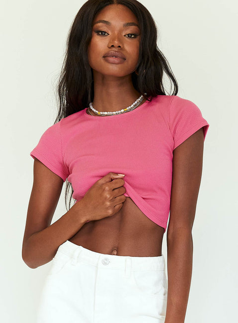 product Princess Polly Short Sleeves Square Neck  The Classic Cropped Tee Dark Pink