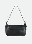 Shoulder bag Faux leather material Adjustable shoulder strap Silver-toned hardware Zip fastening 