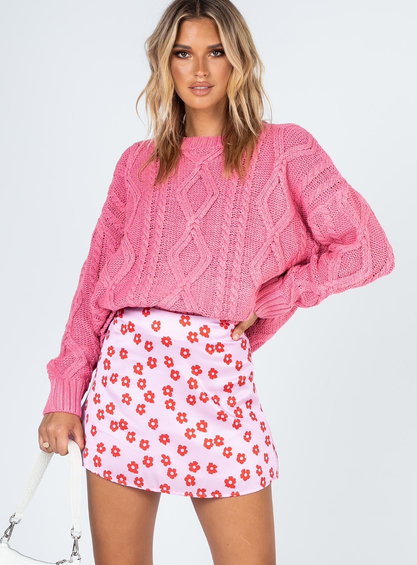 Anaya Oversized Sweater Pink Princess Polly - Main Image