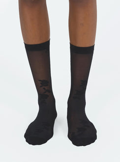 Socks Floral print Sheer design Hand wash only 