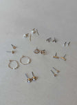 Earring pack Pack of nine pairs Gold-toned Stud, hoop & hook fastening Pearl & diamante detail