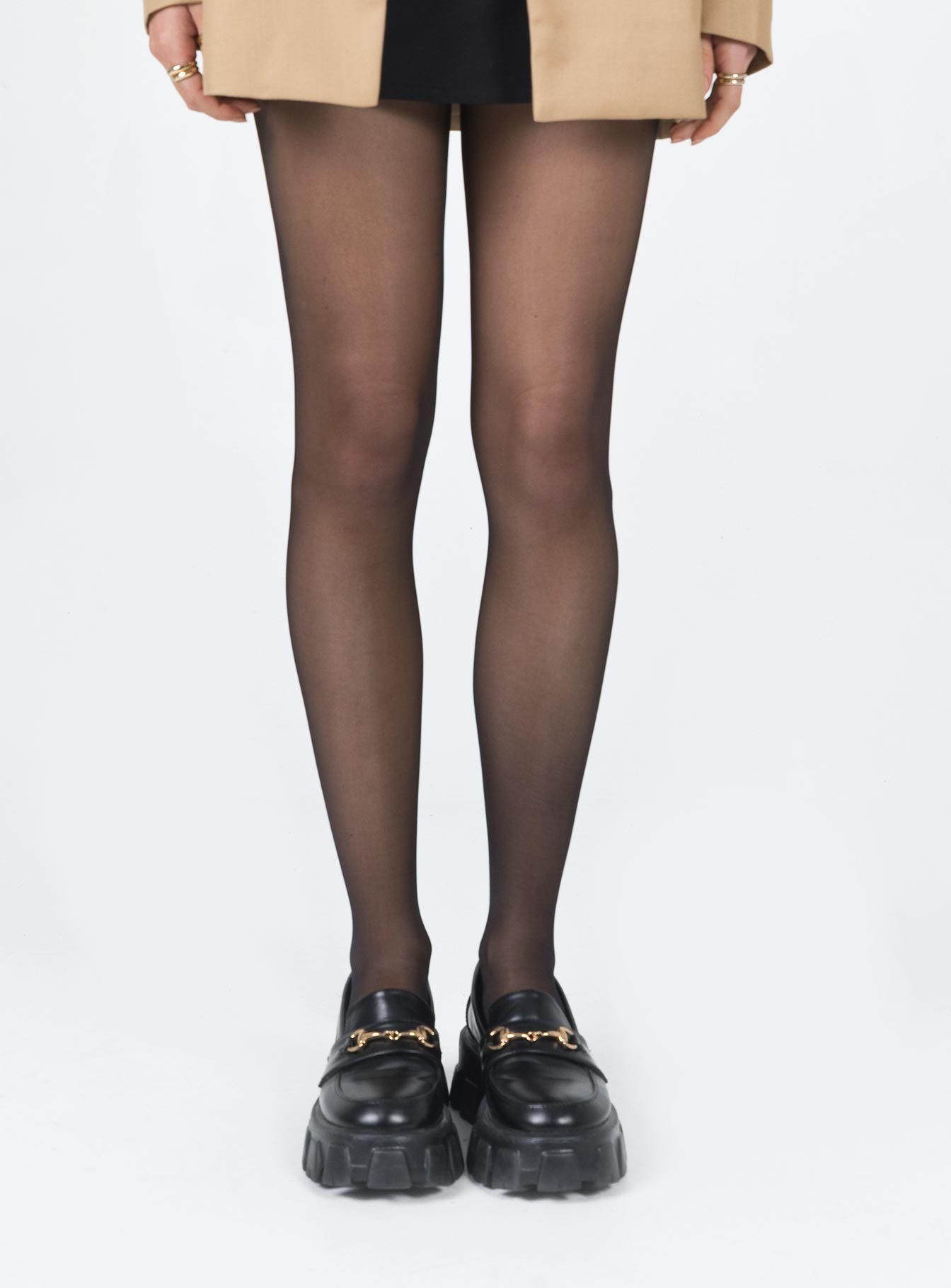 Black stockings 100% nylon Delicate sheer material - wear with care  Elasticated waist