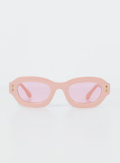 Sunglasses  80% PC  20% AC UV 400 Pink tinted lenses  Moulded nose bridge 