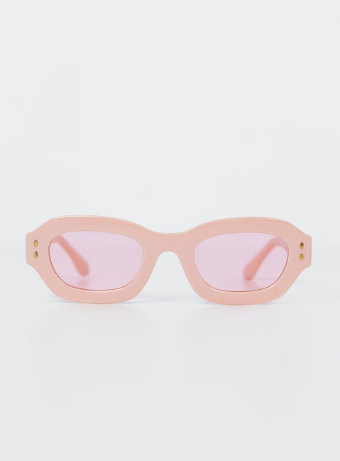 Sunglasses  80% PC  20% AC UV 400 Pink tinted lenses  Moulded nose bridge 