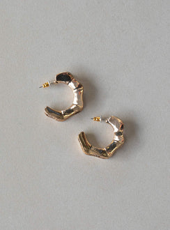 Earrings Hoop style Stud fastening Gold-toned