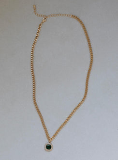 Necklace Gold-toned chain  Gemstone & diamante pendant  Lobster clasp fastening 