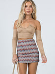   front view of model wearing Princess Polly Louisa Chevron Mini Skirt Multi 