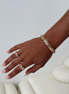 Bracelet pack Gold toned Cuff style Diamante detail Fixed size