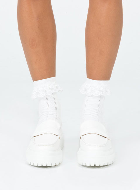 Loafers Princess Polly Exclusive Upper & lining 100% TPU  Outsole 100% TPR Faux leather material  Rounded toe Platform base  Treaded sole 