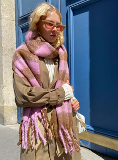 Piero Check Scarf Pink / Brown