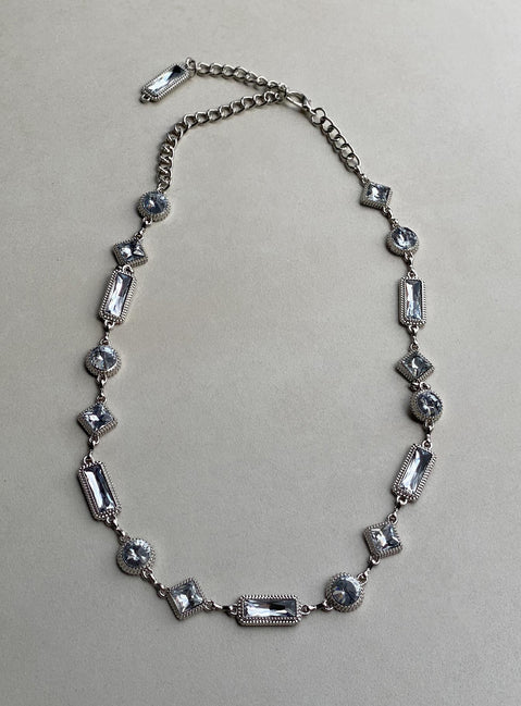 Chain belt Silver toned  Oversized rhinestones Lobster clasp fastening 