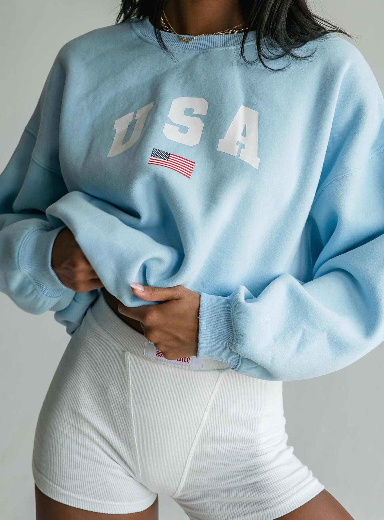 USA Oversized Crewneck Sweatshirt Blue Princess Polly  regular 