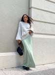 Front view of model wearing  front Harriette Maxi Skirt Sage Princess Polly  Maxi 