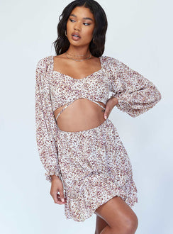 front view of model wearing Princess Polly Blossom Mini Dress Floral 