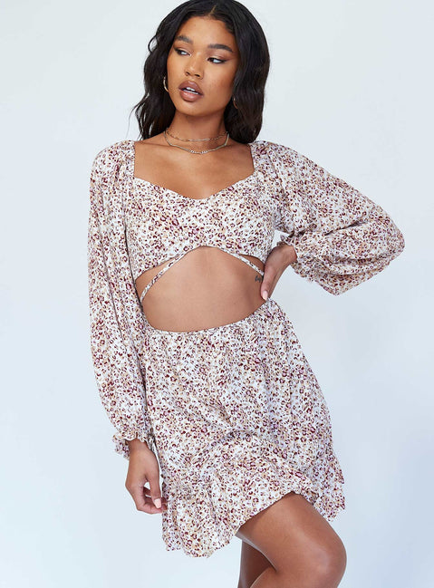 front view of model wearing Princess Polly Blossom Mini Dress Floral 