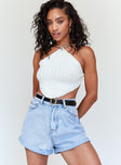 Gun Barrel City High Waisted Shorts Pale Blue Princess Polly high-rise 