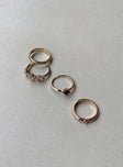 Ring set Pack of four Diamante & gemstone detail Gold-toned 